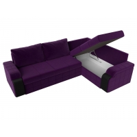 Угловой диван Николь (микровельвет фиолетовый чёрный) - Изображение 2